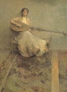 Thomas Wilmer Dewing Girl with Lute oil on canvas